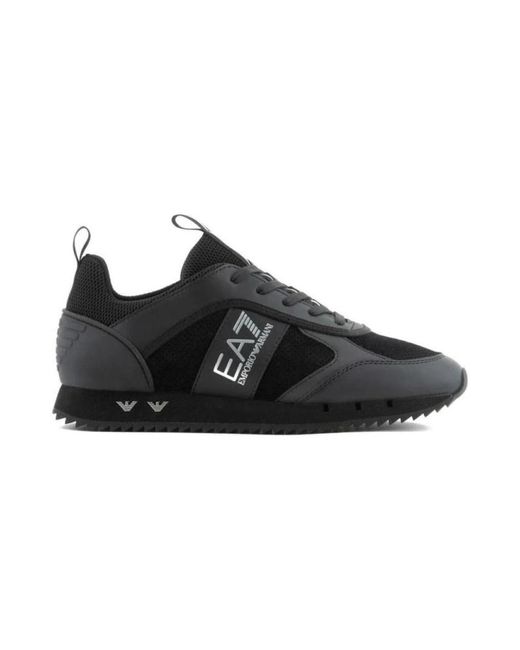 Sneakers in pelle scamosciata nera e bianca di EA7 in Black da Uomo