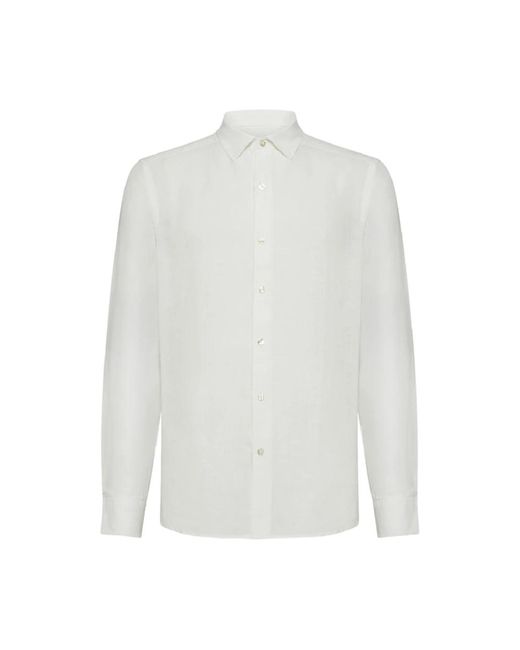 Camicia in lino bianca slim fit di Peuterey in White da Uomo
