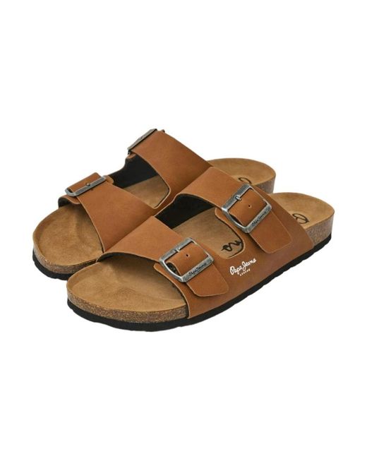 Pepe Jeans Brown Sliders for men