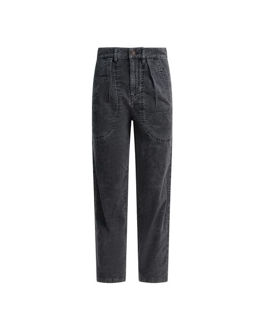 Isabel Marant Gray Schwarze Cordhose Weit Geschnitten