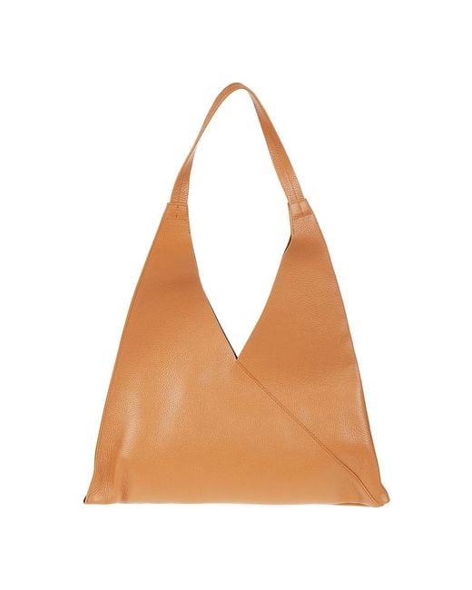 Liviana Conti Brown Orange leder dreieck design hobo tasche,schwarze leder hobo tasche mit dreiecksdesign