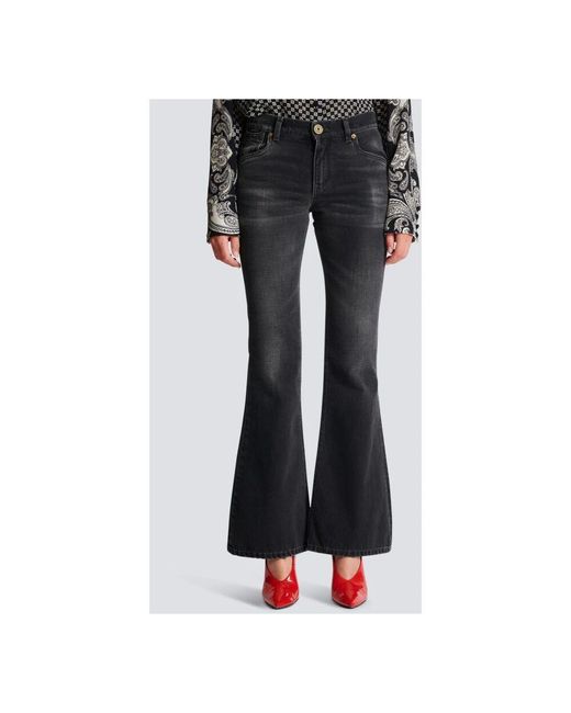 Flared Jeans Balmain de color Black