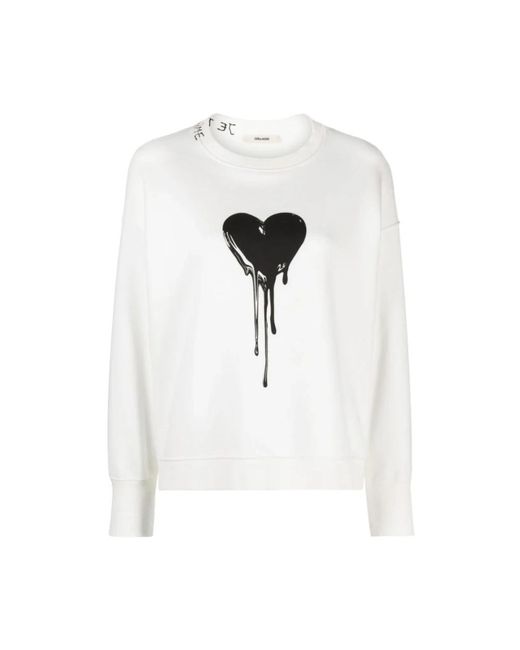 Zadig & Voltaire White R sweatshirt mit herzdruck
