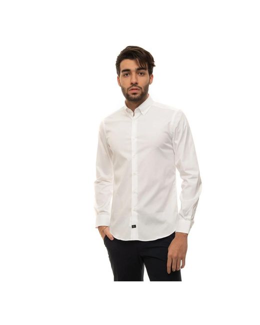 Fay Slim Fit Button-Down Casual Overhemd in het White voor heren