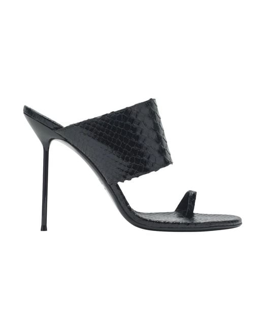 Paris Texas Black Heeled Mules