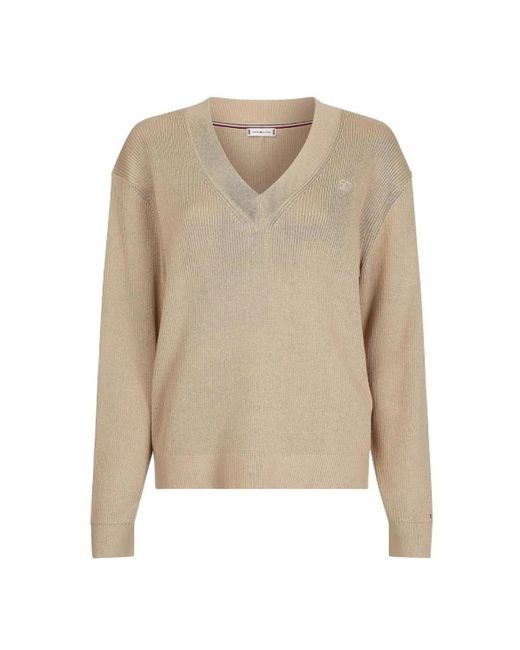Tommy Hilfiger Natural V-Neck Knitwear