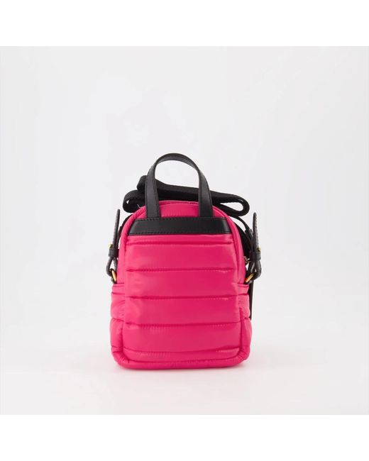 Moncler Pink Nylon rucksack mit lederdetails