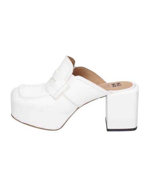 Moma White Heeled Mules