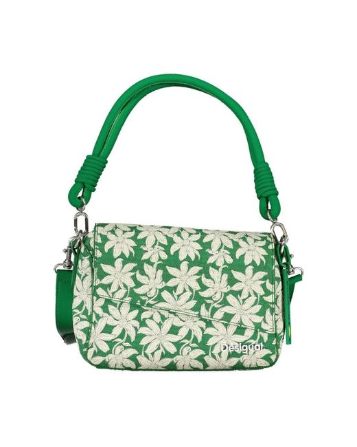 Desigual Green Grüne polyethylen-handtasche mit abnehmbarem gurt