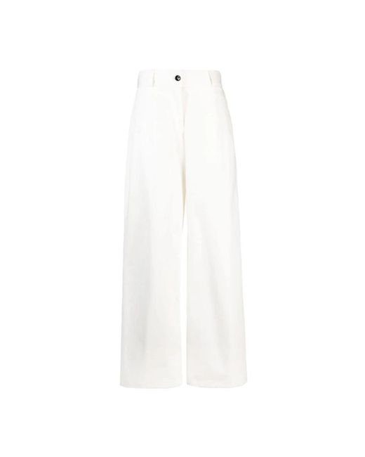 Jil Sander White Wide Trousers