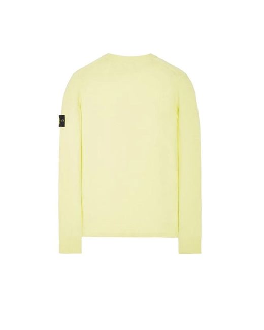 Stone Island Yellow Round-Neck Knitwear for men