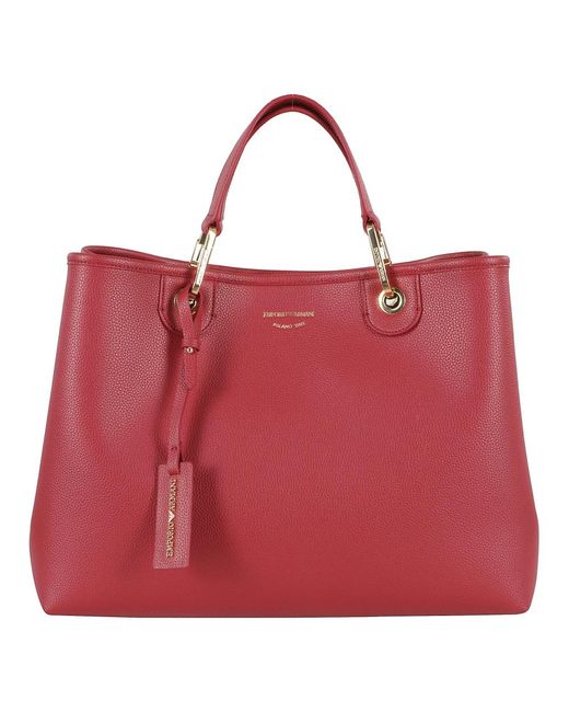 Emporio Armani Red Rote Kunstleder-Einkaufstasche