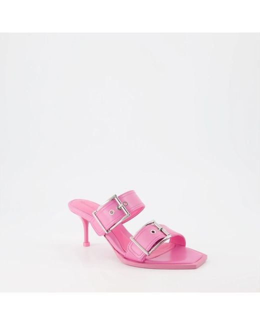 Alexander McQueen Pink Heeled Mules