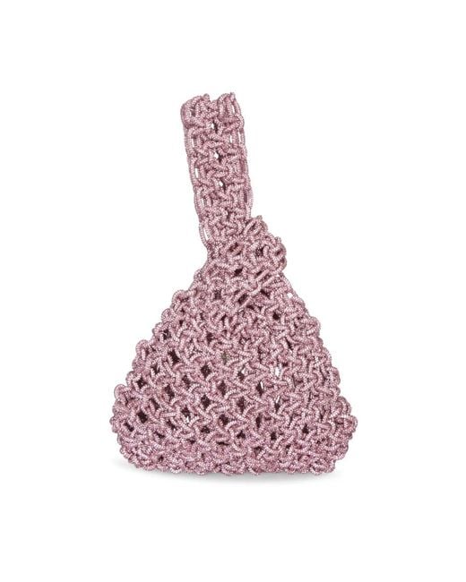 HIBOURAMA Pink Rosa Metallgewebte Handtasche