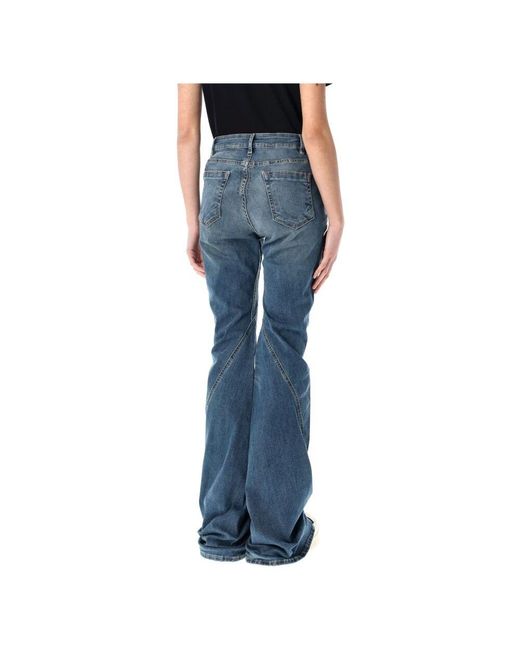 Rick Owens Blue Indigo gewaschene bias bootcut jeans