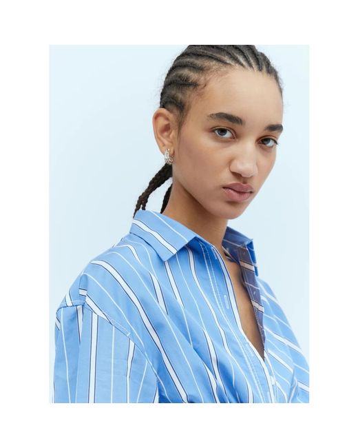 Jacquemus Blue Bahia stripe hemd mit gedrehtem saum