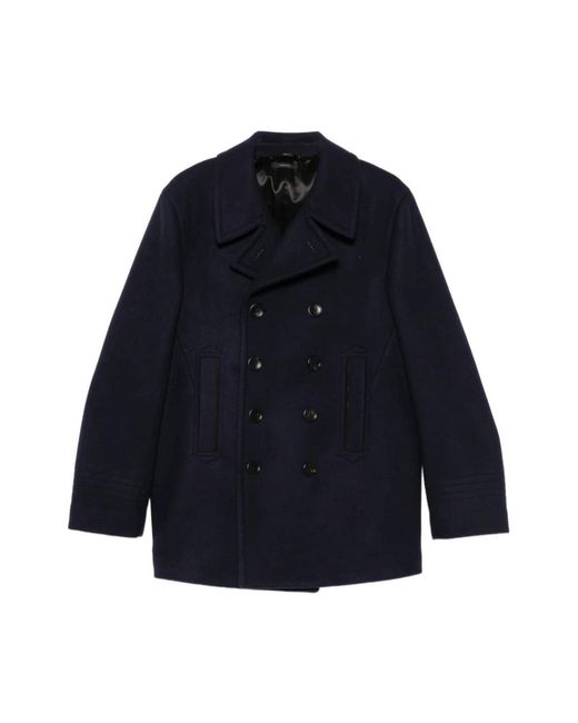 Tom Ford Blue Double-Breasted Coats for men