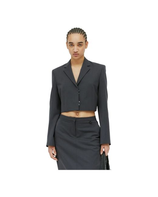 DIESEL Jassen ,Grijs ,Wol Tailored Crop Blazer in het Blue