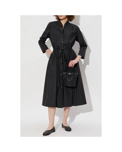 Tory Burch Black Cotton Dress With A Loose Fit