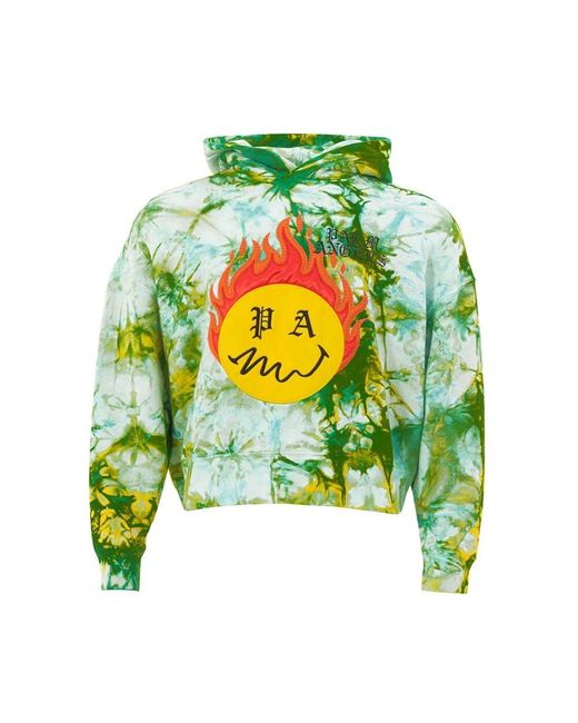 Palm Angels Bunte Baumwoll-Kapuzenpullover Mit Smiley in Green für Herren