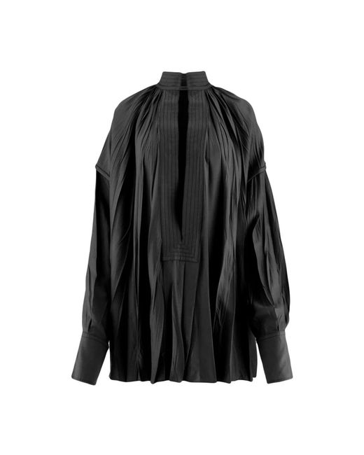 Ferragamo Overhemden ,Zwart ,Gekreukeld Zwart Shirt Met Uitlopende Manchetten in het Black