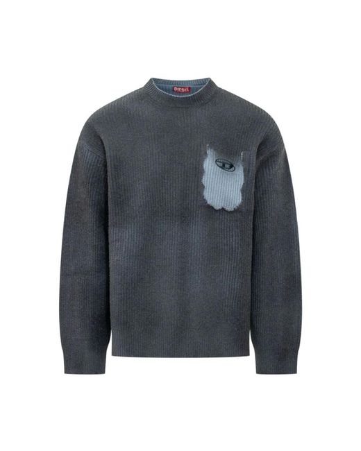 DIESEL Gray Round-Neck Knitwear for men