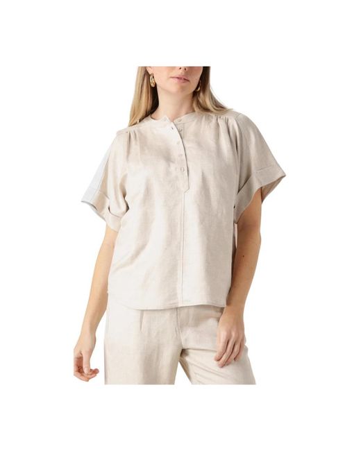 Minus Overhemden ,Linnen Zand Linnen Blouse in het Natural