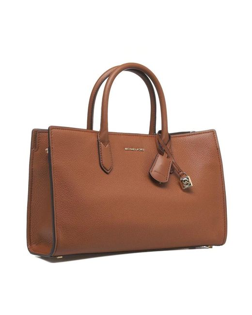 Michael Kors Brown Elegante lederhandtasche mit logodetails,stilvolle lederhandtasche mit logodetails
