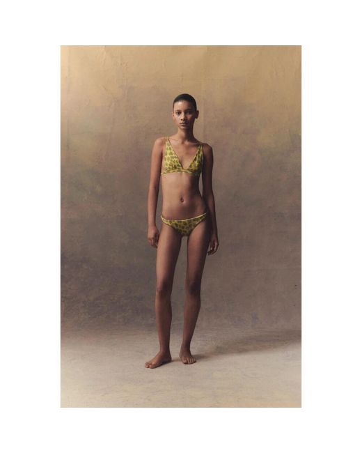 Feline print bikini low brief di Cortana in Yellow