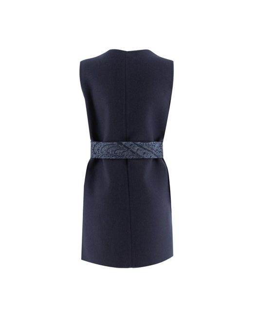 Etro Jassen ,Blauw ,Wol Paisley Revers Wolmix Vest in het Blue