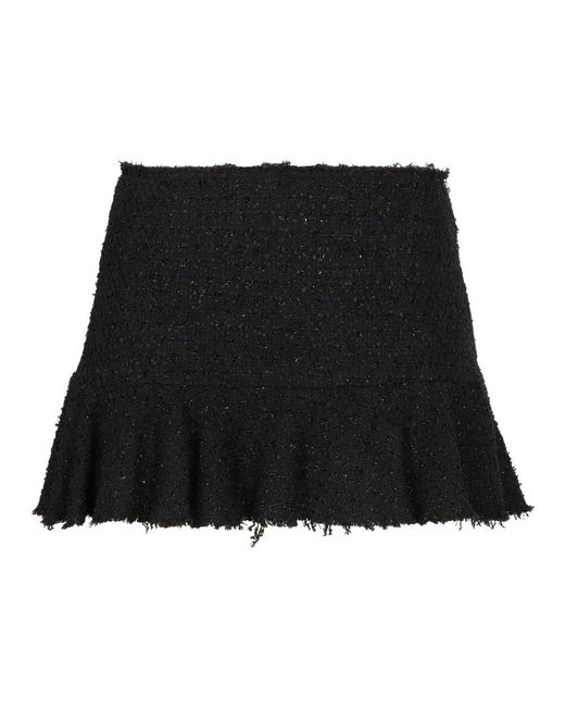 Blumarine Black Lurex Bouclé Strickrock