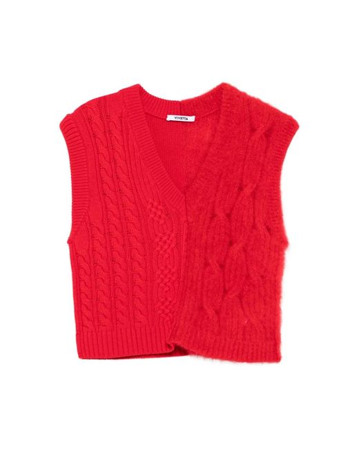 Vivetta Red Rotes Cable Strick V-Ausschnitt Weste