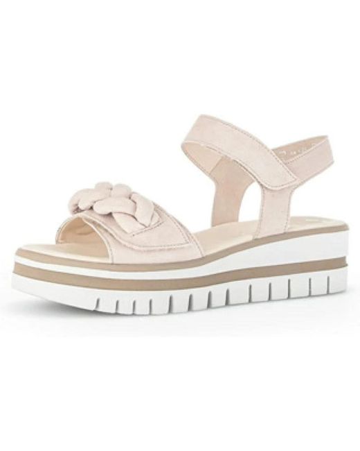 Gabor White Rose Velours Keil Sandalen Für Damen