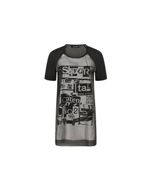 DSquared² Black Silk Printed Mini Dress