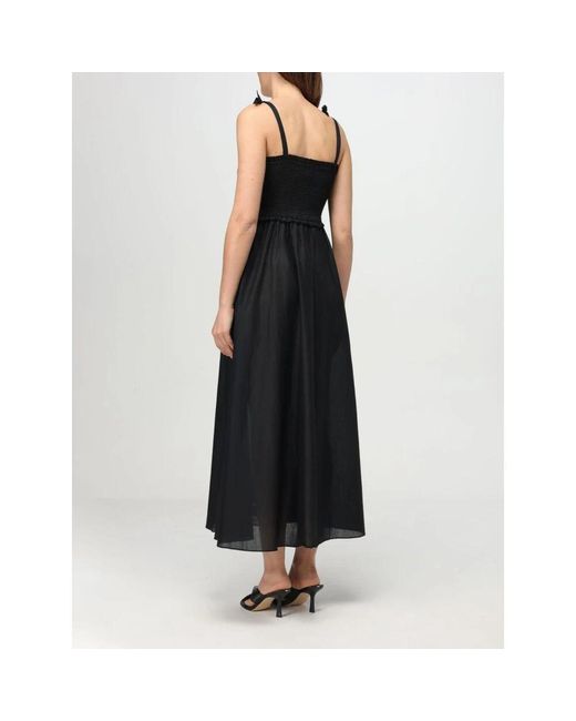 Karl Lagerfeld Black Gerüschtes Midi-Kleid