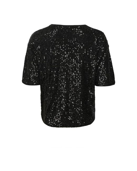 Inwear Overhemden ,Zwart ,Pailletten Zwarte Paillettenblouse Met Halve Mouwen in het Black