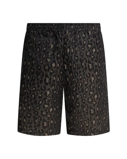 Needles Leopardenmuster Elastische Taille Shorts in Black für Herren