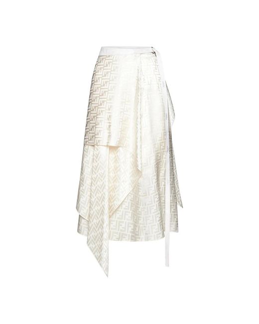 スカート FENDI WHITE SILK BLEND SKIRT Fendi Ff Satin Silk Wrap Skirt in White | Lyst