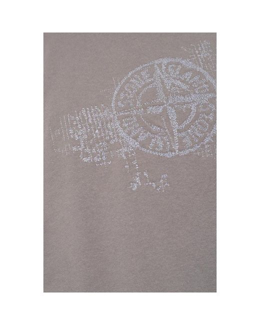 Stone Island T-shirt mit logo in Gray für Herren