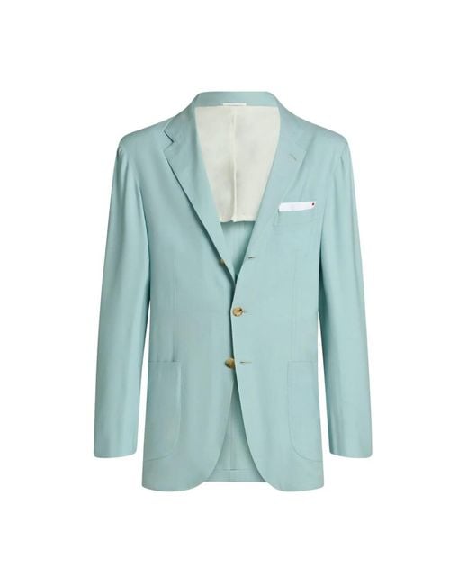 Kiton Cashmere Single-Breasted Jacket in het Blue voor heren