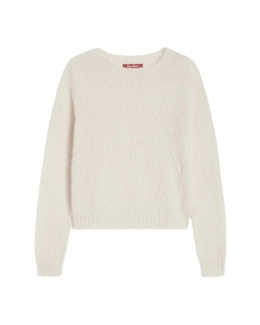 Max Mara White Round-Neck Knitwear