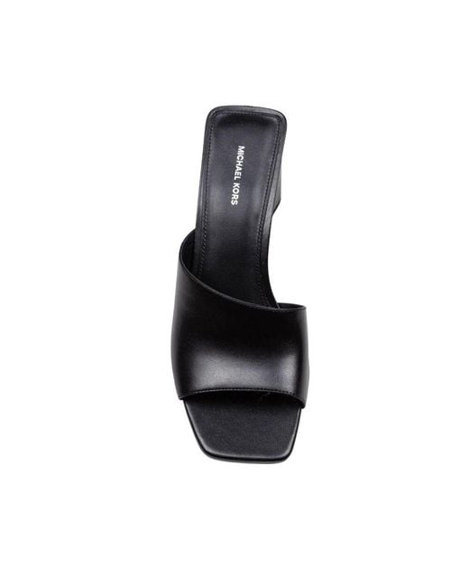 Michael Kors Black Schwarze Lederkeil Clogs Aus Denim