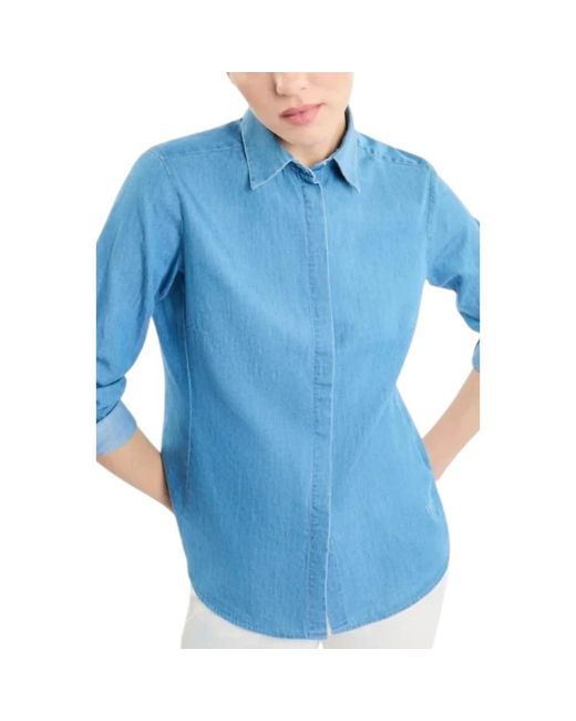Fay Overhemden ,Blauw ,Denim Denim Overhemd Met Italiaanse Kraag in het Blue