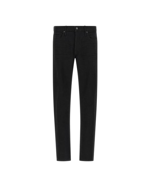 Tom Ford Jeans ,Zwart ,Katoen Geverfde Selvedge Straight Jeans in het Black voor heren