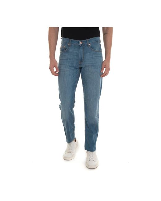 Stone washed denim jeans con logo di Harmont & Blaine in Blue da Uomo