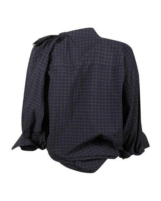 Alexander Wang Black Blaues Gestreiftes Asymmetrisches Hemd Mit Knopfleiste