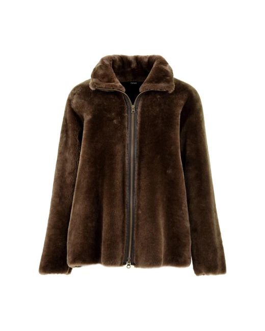 Aspesi Brown Faux Fur & Shearling Jackets