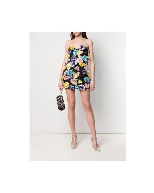 The Attico Strapless Mini-Jurk Met Bloemenapplicaties in het Blue