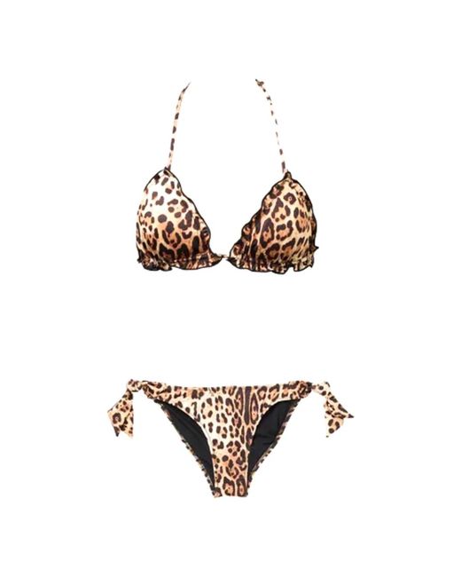 Bikini triangular con estampado de leopardo y borde frou frou 4giveness de color Multicolor