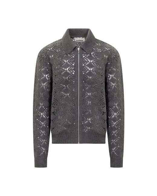 Jil Sander Truien & Vesten ,Grijs ,Wol Wollen Gebreide Jas in het Gray voor heren